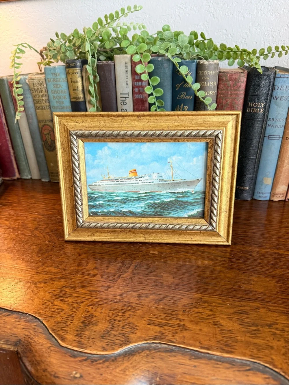1963 Postmarked & Written Postcard • Framed in Gold • Vintage Ephemera